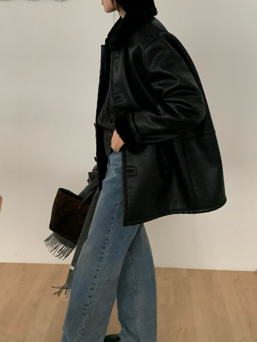 SORBET韓國直郵女裝新品推薦休閑24秋夏時尚職業熱賣人氣皮衣SORBET/flat white皮衣