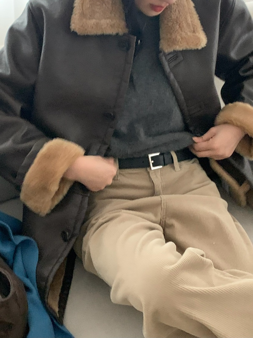 SORBET韓國直郵女裝新品推薦休閑24秋夏時尚職業熱賣人氣皮衣SORBET/flat white皮衣