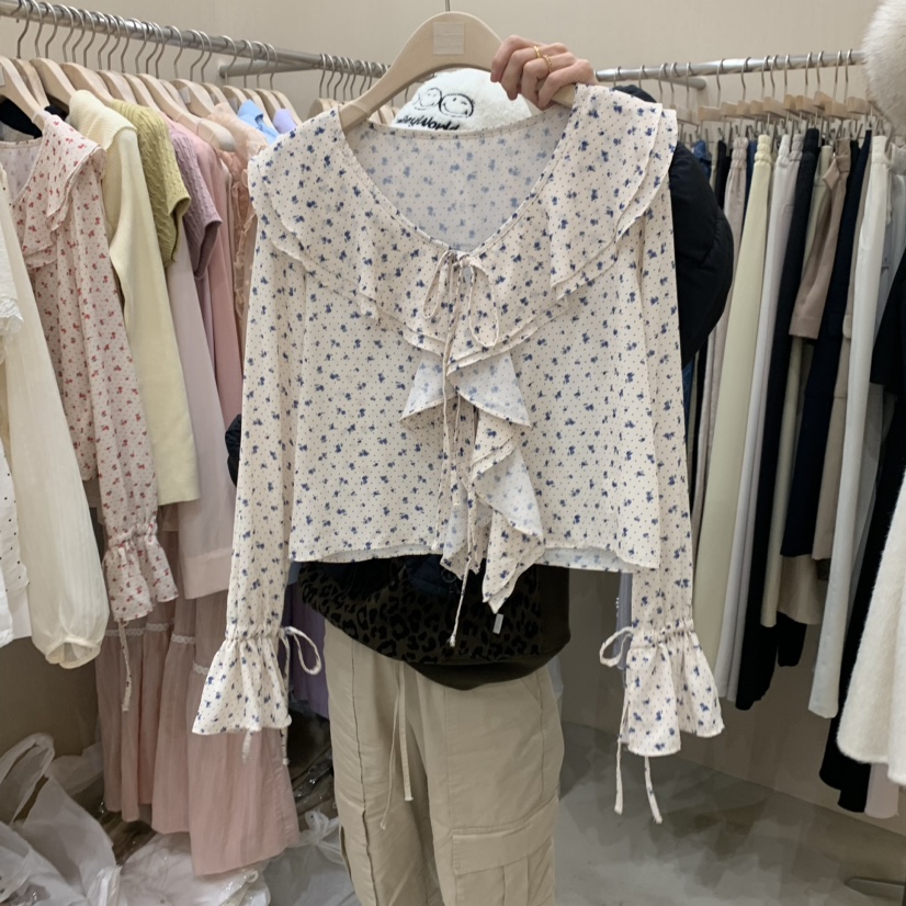 LiLi/Aile韓國直郵女士新品時尚真品熱賣推薦24秋夏襯衫蕾絲衫Lai襯衫/蕾絲衫
