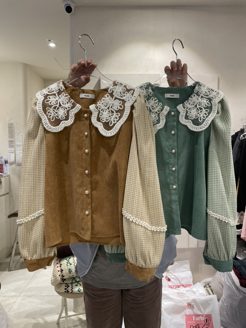 FARBE東大門代購女裝新品推薦24秋夏真品職業時尚襯衫蕾絲衫PLATFORM襯衫/蕾絲衫