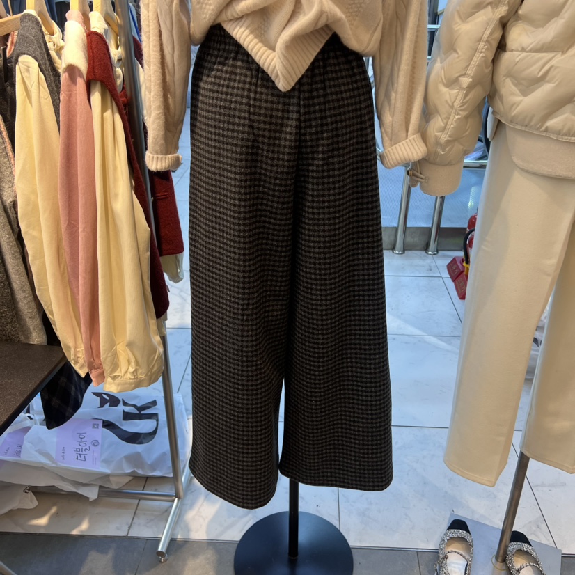 KC MARKET韓國直郵東大門實拍女裝新品時尚熱賣休閑褲格紋LULULALLA休閑褲