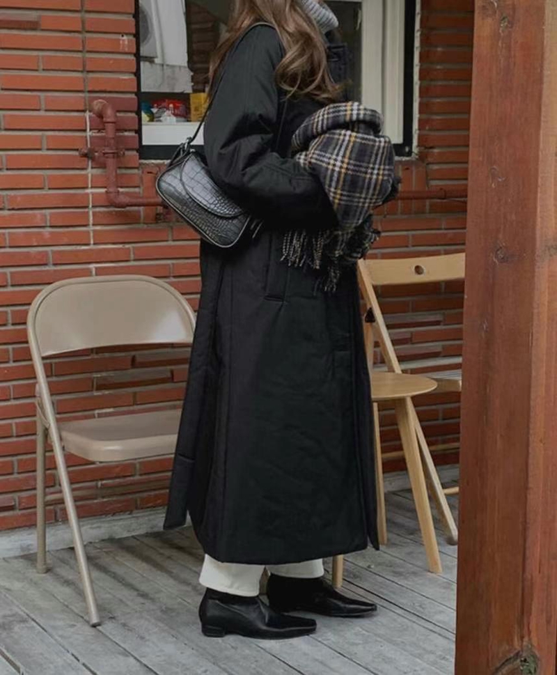 MY YOUNG韓國直郵東大門實拍女裝新款時尚真品長款棉服填充RIPPLE長款棉服