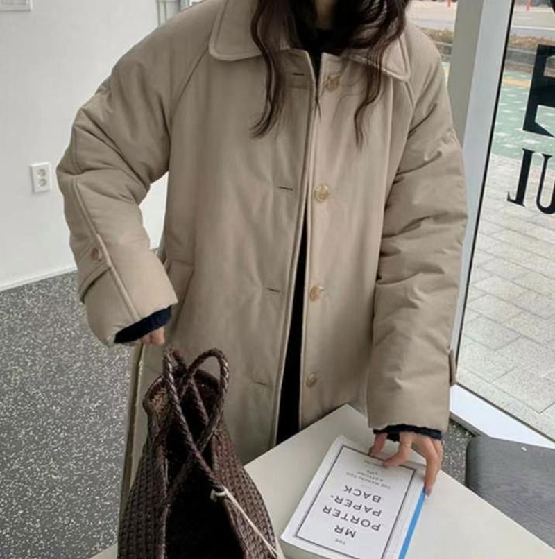 MY YOUNG韓國直郵東大門實拍女裝新款時尚真品長款棉服填充RIPPLE長款棉服