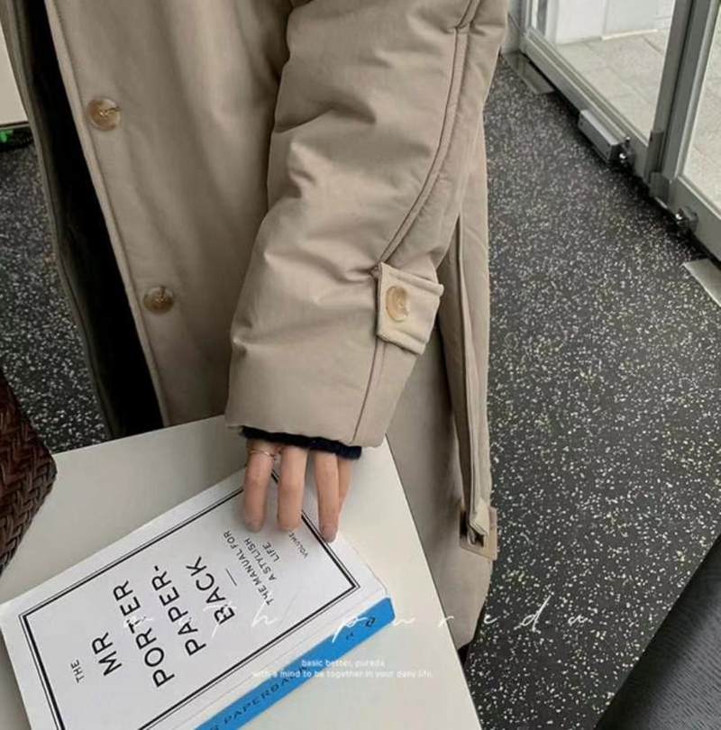 MY YOUNG韓國直郵東大門實拍女裝新款時尚真品長款棉服填充RIPPLE長款棉服