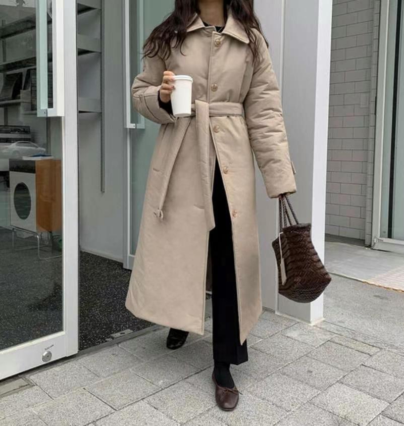 MY YOUNG韓國直郵東大門實拍女裝新款時尚真品長款棉服填充RIPPLE長款棉服