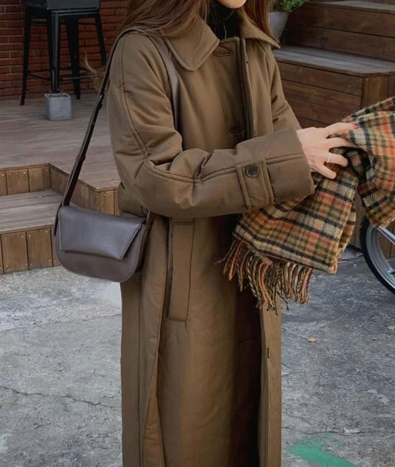 MY YOUNG韓國直郵東大門實拍女裝新款時尚真品長款棉服填充RIPPLE長款棉服圖色2