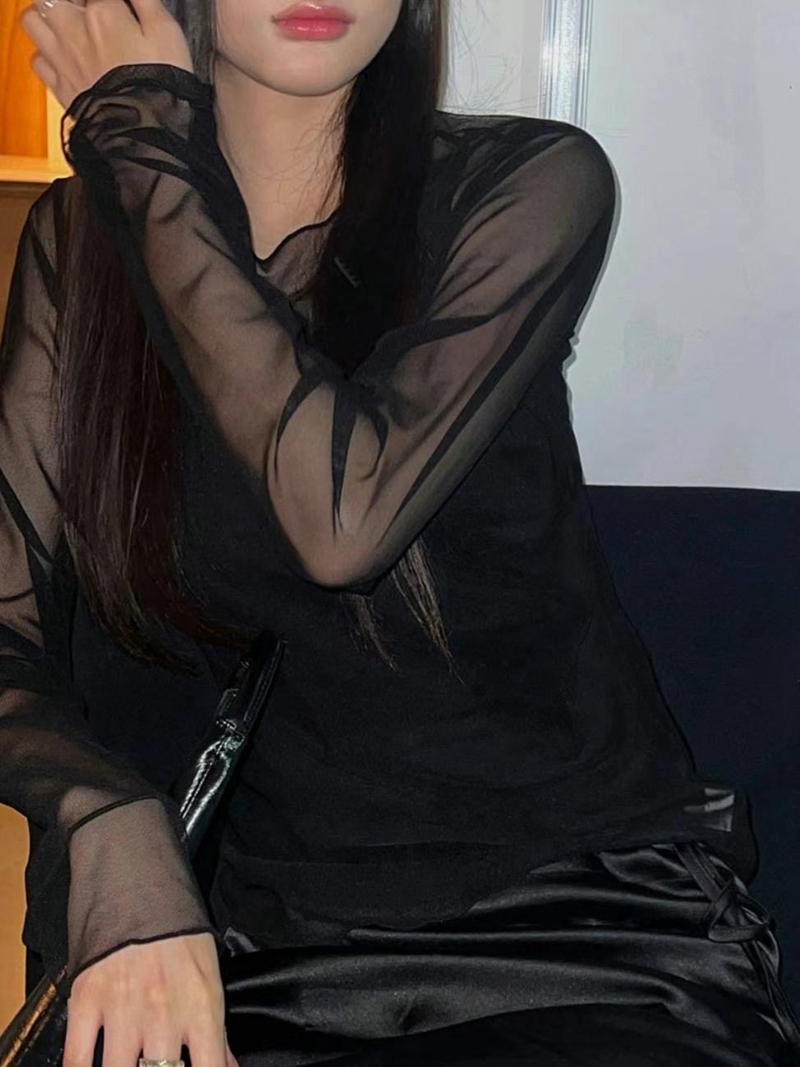 MYCABINET韓國直郵女裝新款職業推薦24秋冬休閑人氣長袖T恤MYCABINET長袖T恤