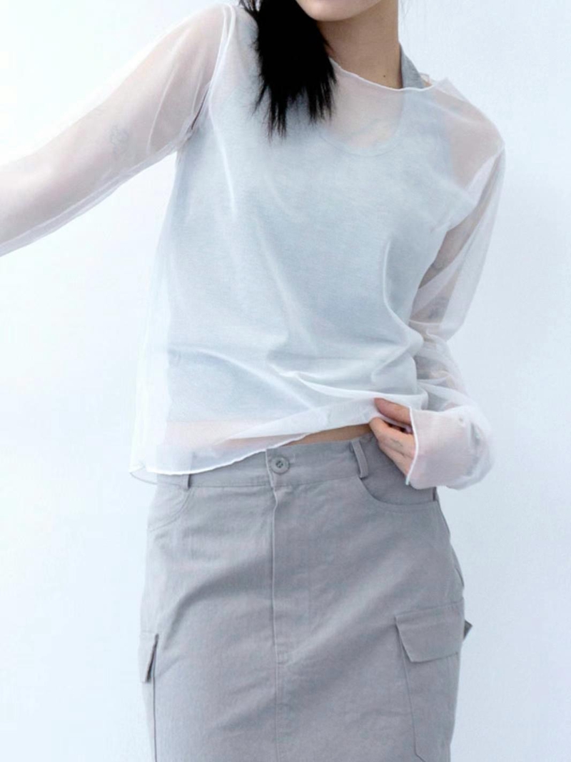 MYCABINET韓國直郵女裝新款職業推薦24秋冬休閑人氣長袖T恤MYCABINET長袖T恤圖色2