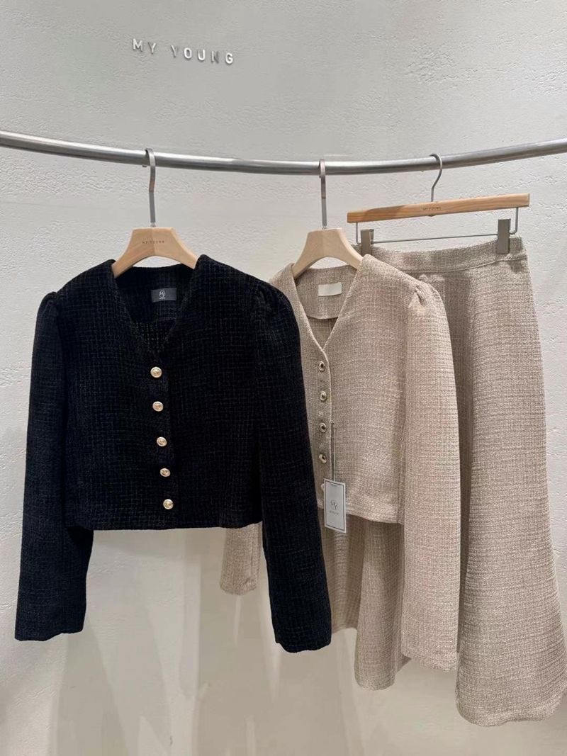 MY YOUNG韓國直郵東大門實拍女裝新品休閑24秋冬職業套裝花呢RIPPLE套裝