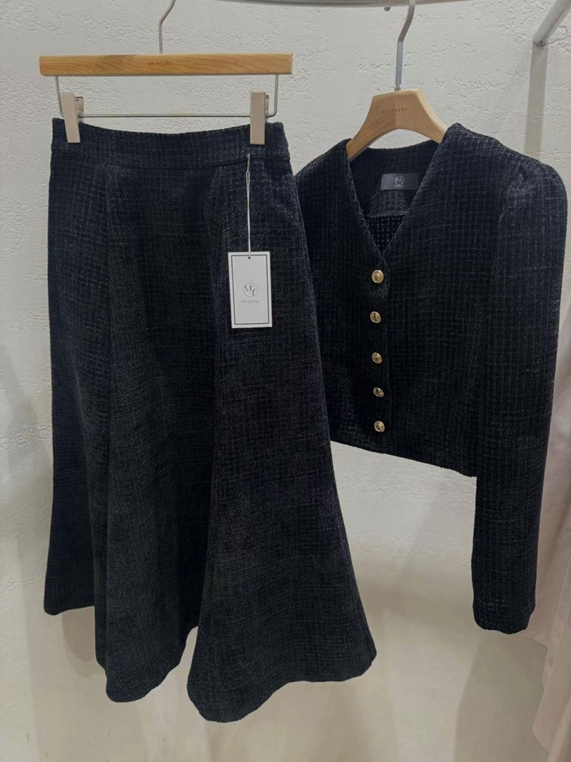 MY YOUNG韓國直郵東大門實拍女裝新品休閑24秋冬職業套裝花呢RIPPLE套裝圖色2