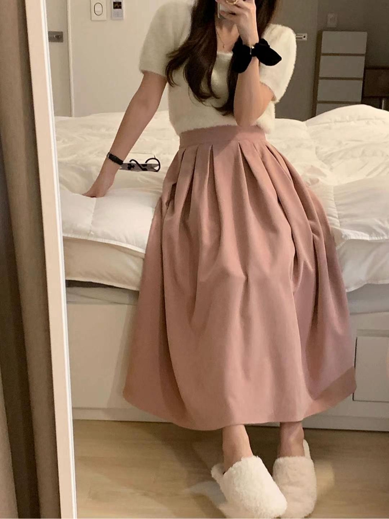 MY YOUNG韓國直郵東大門實拍女裝新品24秋冬時尚人氣休閑長裙RIPPLE長裙