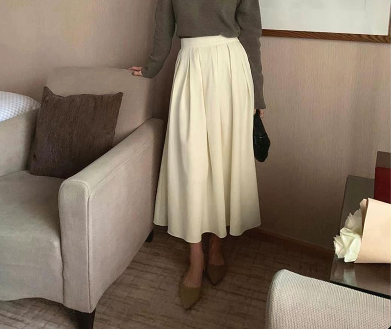 MY YOUNG韓國直郵東大門實拍女裝新品24秋冬時尚人氣休閑長裙RIPPLE長裙圖色4