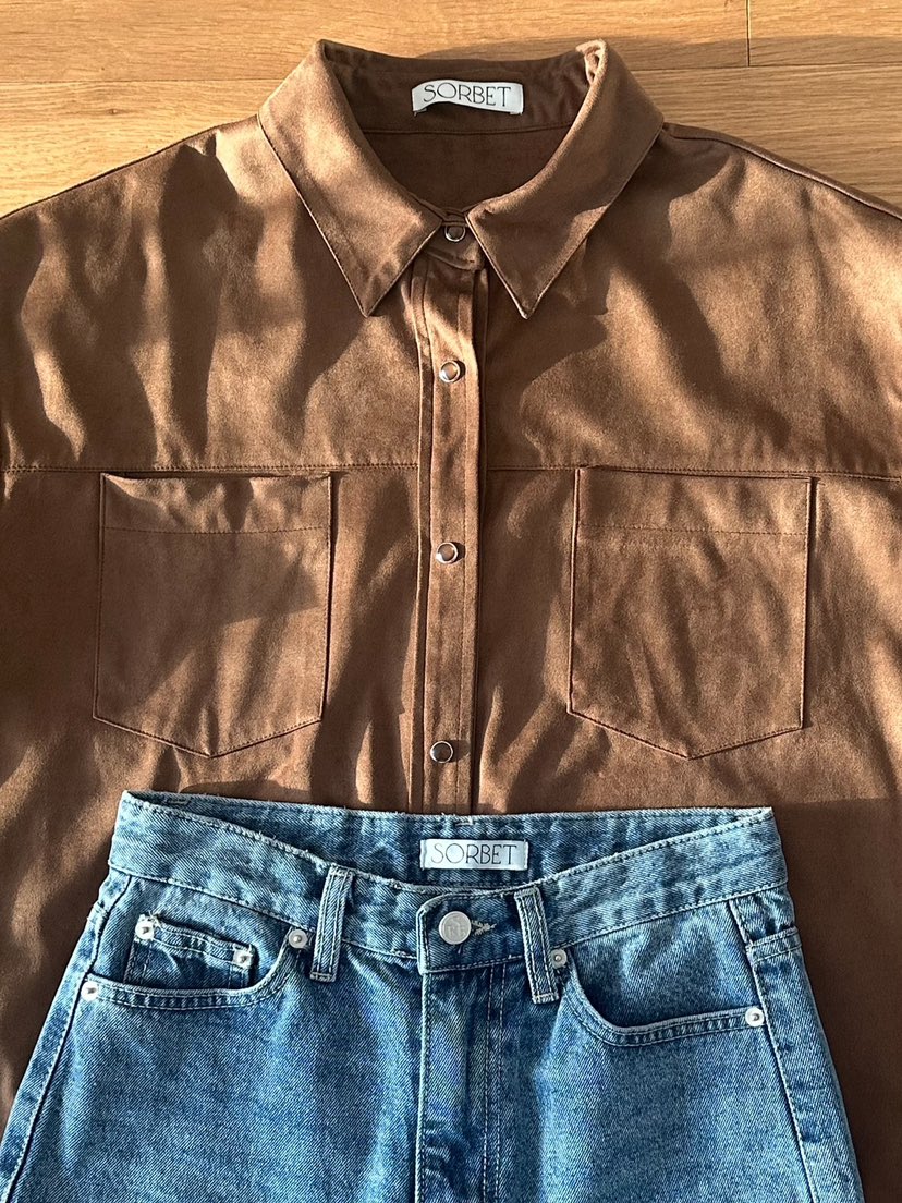 SORBET韓國直郵東大門實拍女裝新品真品人氣襯衫蕾絲衫絨面革SORBET/flat white襯衫/蕾絲衫