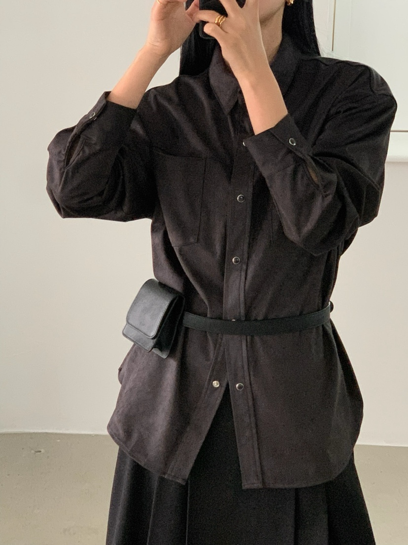 SORBET韓國直郵東大門實拍女裝新品真品人氣襯衫蕾絲衫絨面革SORBET/flat white襯衫/蕾絲衫