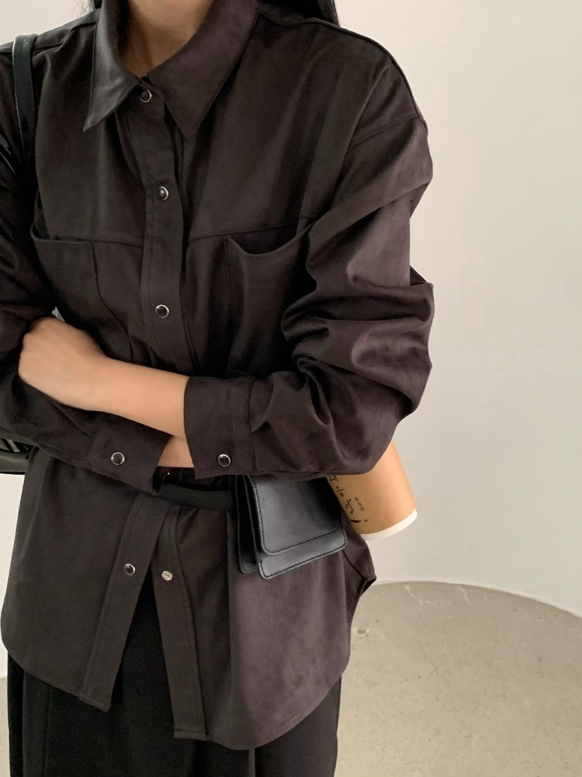 SORBET韓國直郵東大門實拍女裝新品真品人氣襯衫蕾絲衫絨面革SORBET/flat white襯衫/蕾絲衫