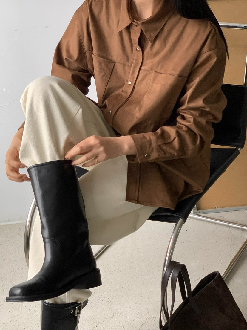 SORBET韓國直郵東大門實拍女裝新品真品人氣襯衫蕾絲衫絨面革SORBET/flat white襯衫/蕾絲衫