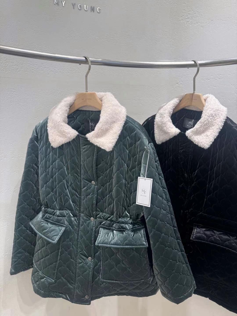 MY YOUNG韓國直郵東大門實拍女裝新品真品休閑24秋冬短款棉服RIPPLE短款棉服