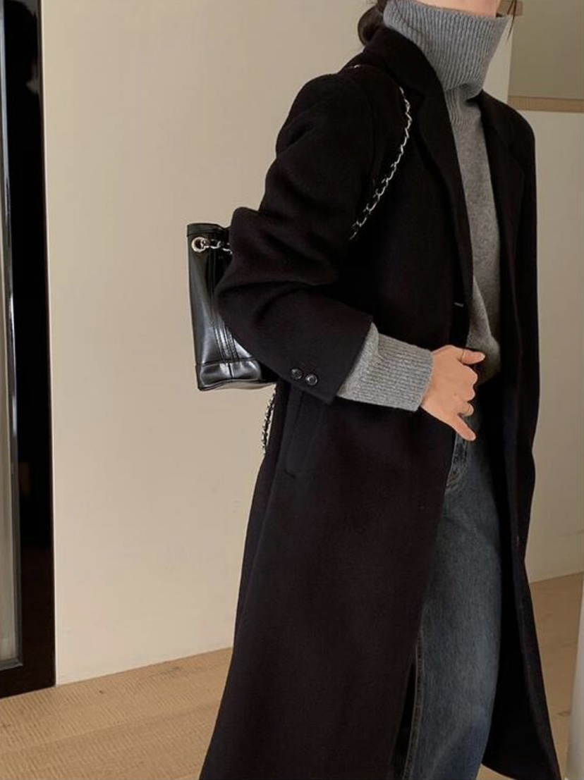 Sendtwo東大門代購女裝新品熱賣職業24秋夏真品時尚中長款大衣SENDTWO中長款大衣