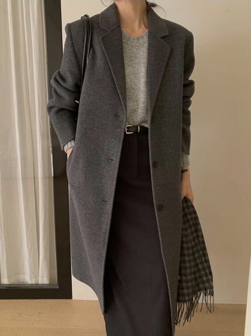 Sendtwo東大門代購女裝新品熱賣職業24秋夏真品時尚中長款大衣SENDTWO中長款大衣