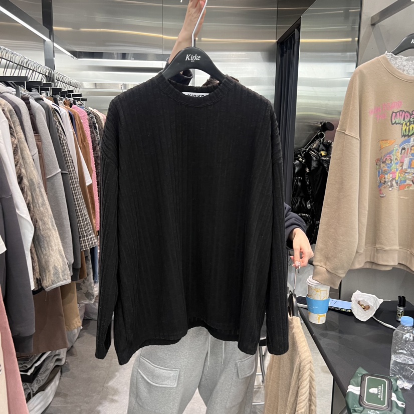 KirKe東大門代購女士新品推薦人氣熱賣休閑時尚長袖T恤羅紋KIRKE長袖T恤圖色2