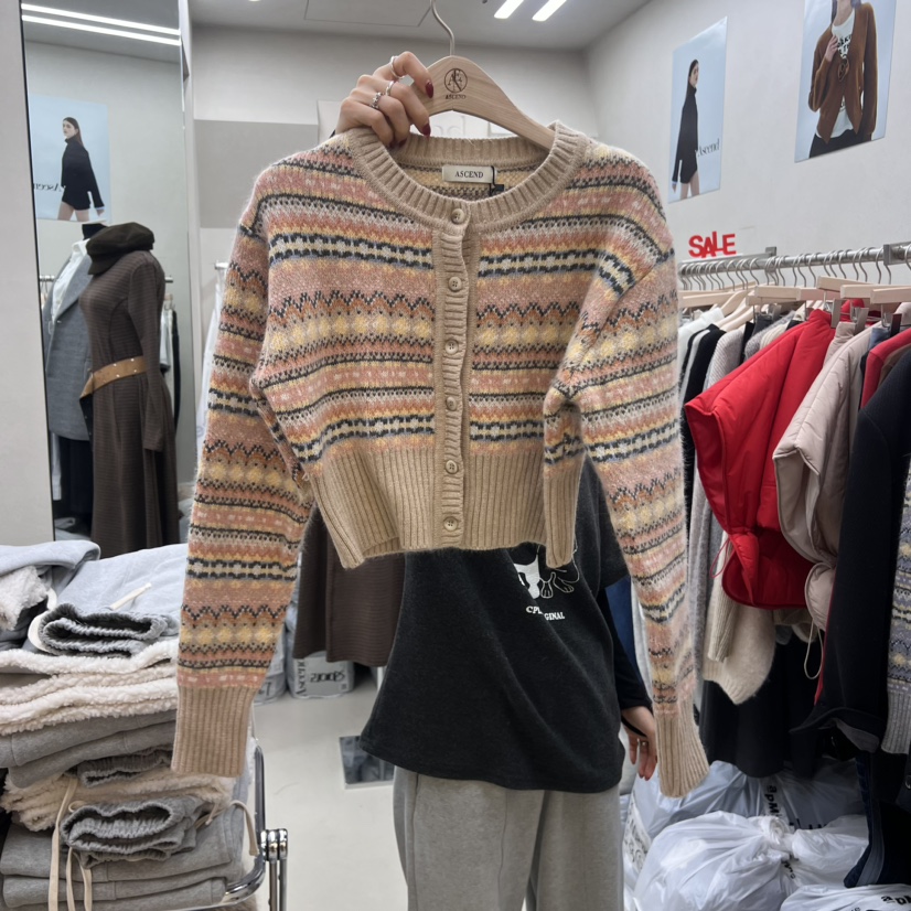 ASCEND韓國直郵女裝新品休閑熱賣人氣推薦職業毛衣狐貍開衫ASCEND毛衣圖色1