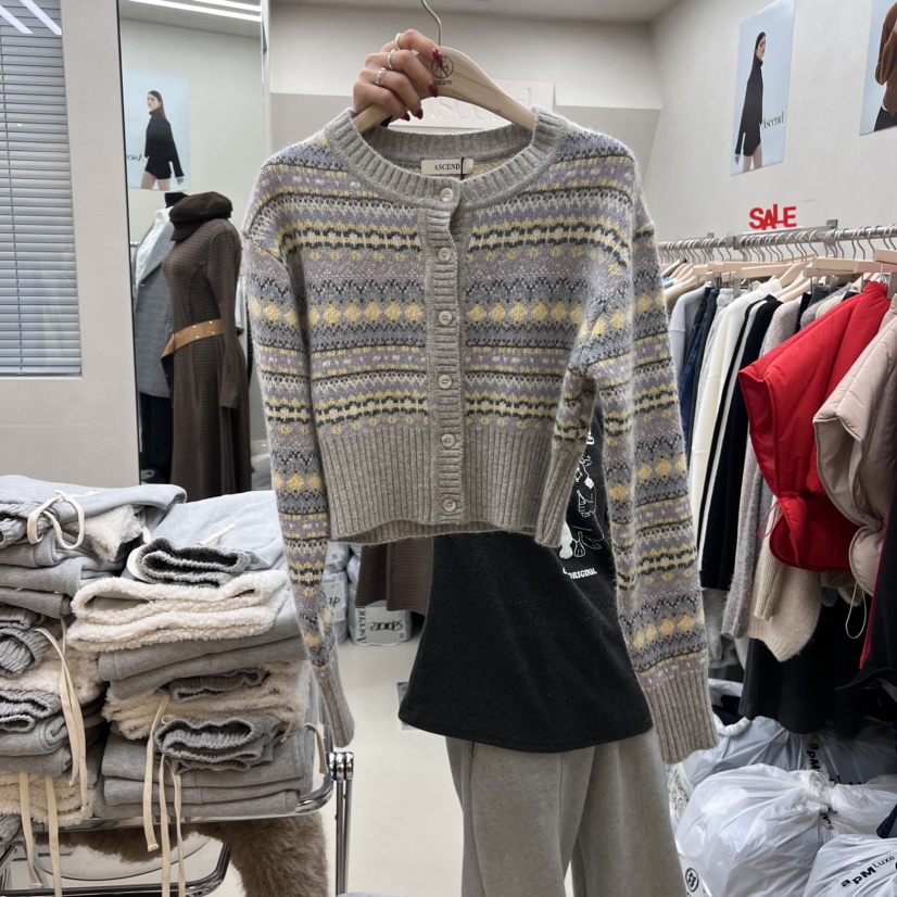 ASCEND韓國直郵女裝新品休閑熱賣人氣推薦職業毛衣狐貍開衫ASCEND毛衣圖色2