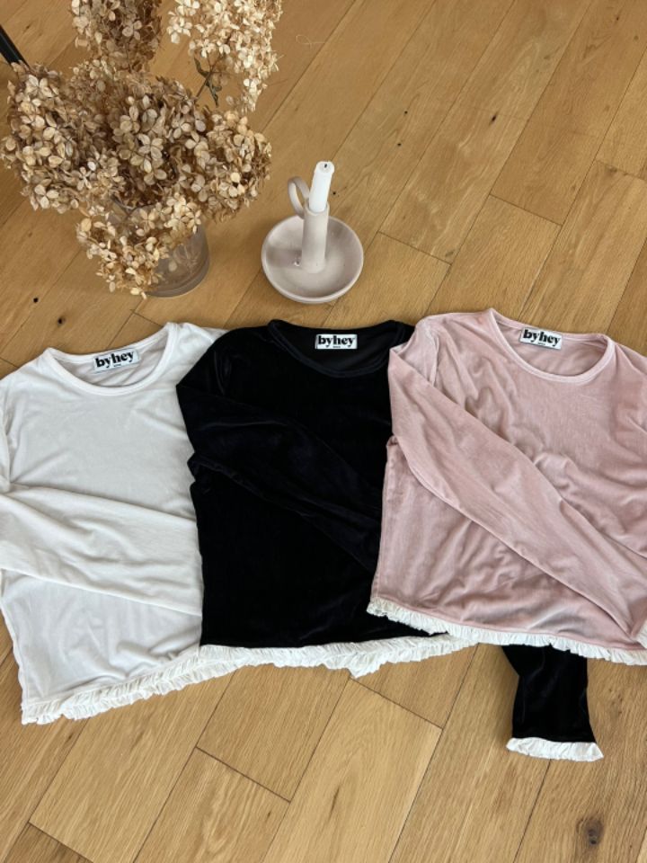 HEY/TO SEWING東大門實拍女士新品24秋夏休閑長袖T恤絲絨BY HEY/TO SEWING長袖T恤
