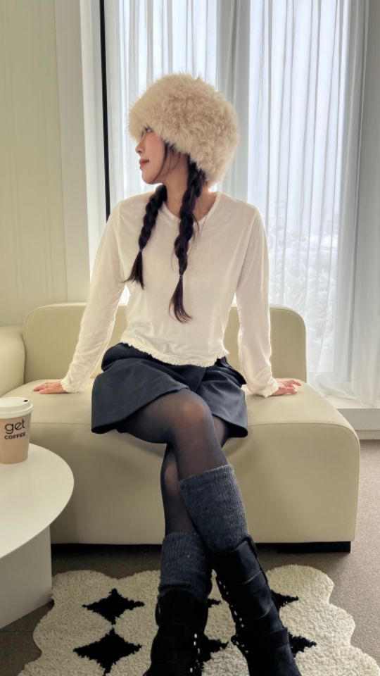 HEY/TO SEWING東大門實拍女士新品24秋夏休閑長袖T恤絲絨BY HEY/TO SEWING長袖T恤