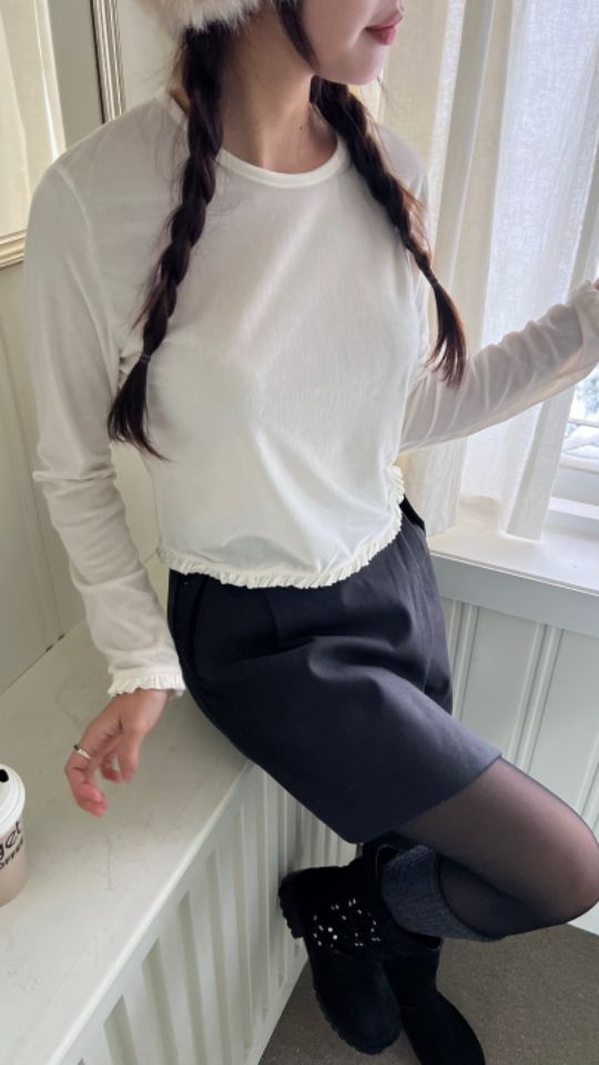 HEY/TO SEWING東大門實拍女士新品24秋夏休閑長袖T恤絲絨BY HEY/TO SEWING長袖T恤