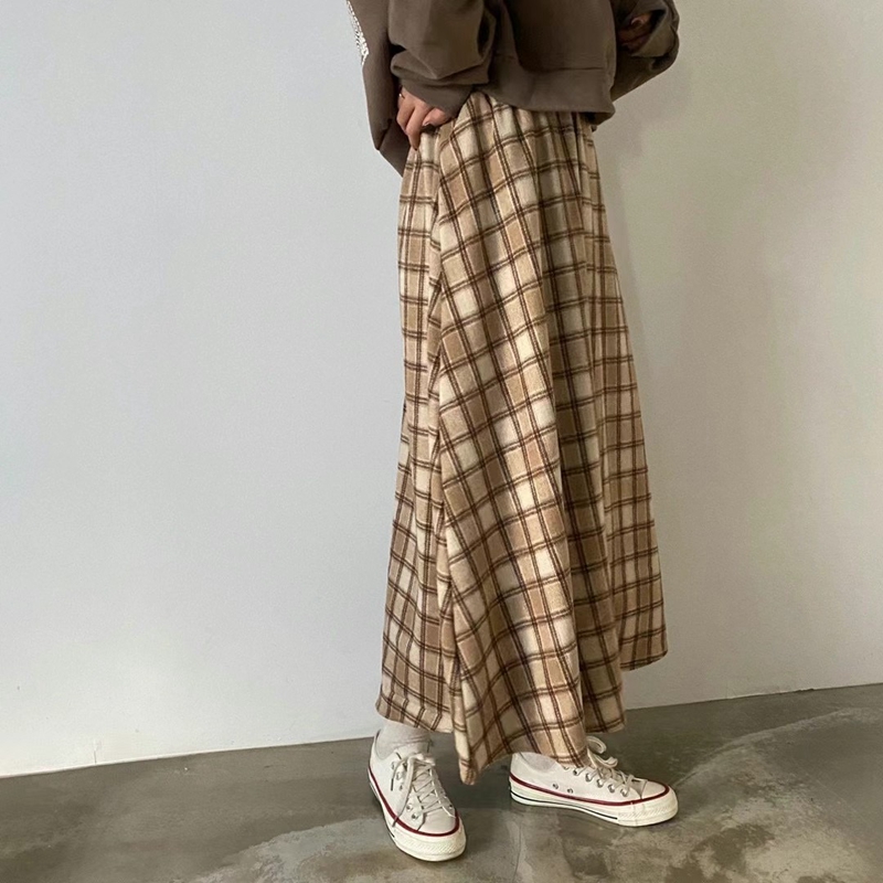 BRAND MARKET-OT東大門實拍女裝新款熱賣長裙格紋半身裙小熊BRAND MARKET-OT長裙