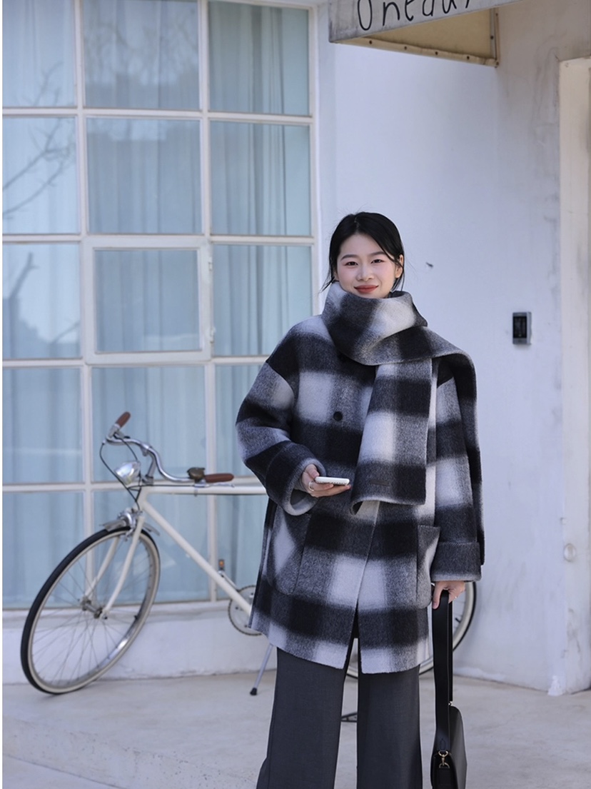 LIMSSONG東大門實拍女士新品休閑時尚真品中長款大衣含圍巾LIMSSONG中長款大衣圖色2