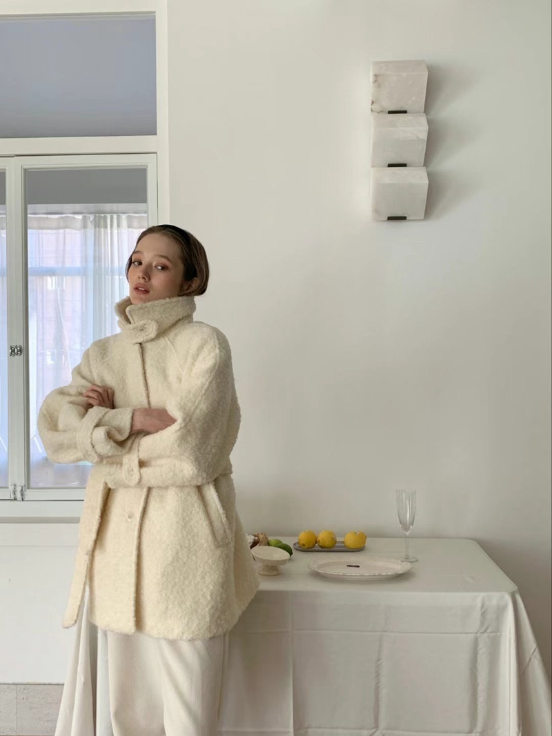 POMELO直郵韓國代購女裝新款時尚推薦真品職業熱賣中長款大衣POMELO中長款大衣