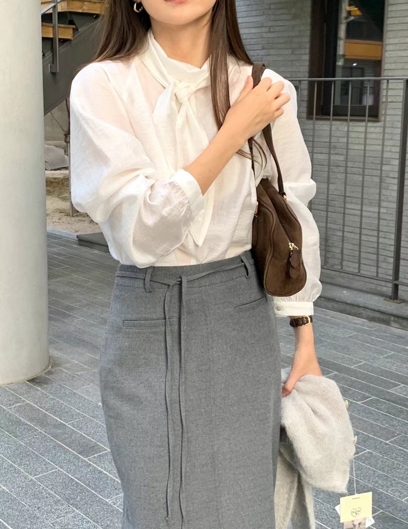 POMELO直郵韓國代購女裝新款時尚真品休閑熱賣職業襯衫蕾絲衫POMELO襯衫/蕾絲衫
