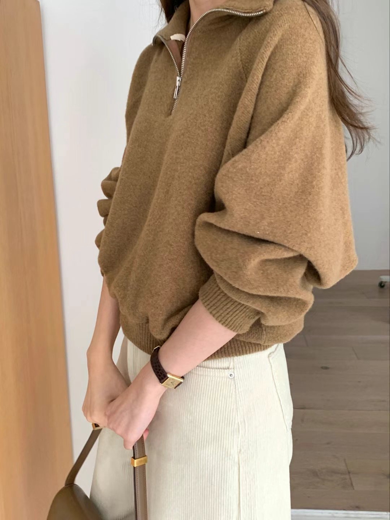 POMELO直郵韓國代購女裝新品24秋冬時尚休閑推薦衛衣羊毛拉鏈POMELO衛衣