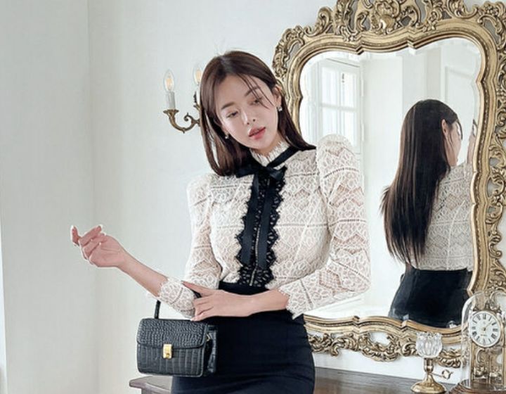 high heels韓國代購女士新款真品推薦24秋夏休閑襯衫蕾絲衫HIGH HEELS襯衫/蕾絲衫