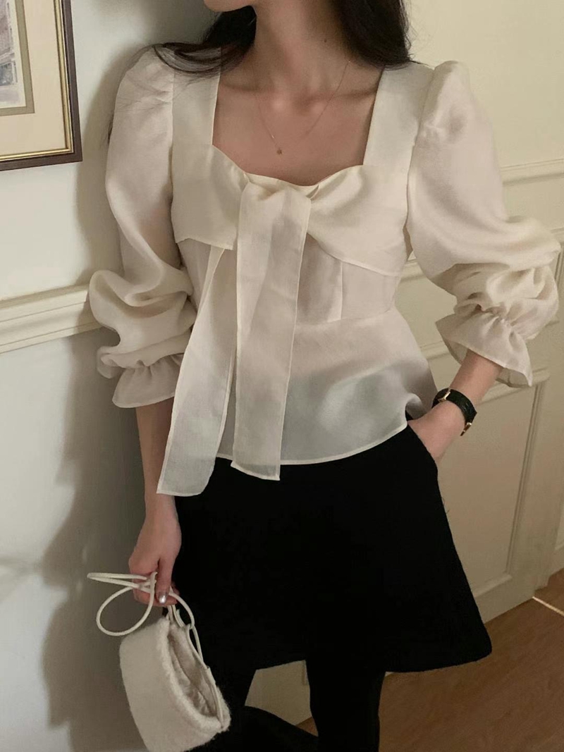 COME HERE東大門直郵女士新品真品24秋夏時尚職業襯衫蕾絲衫COME HERE襯衫/蕾絲衫
