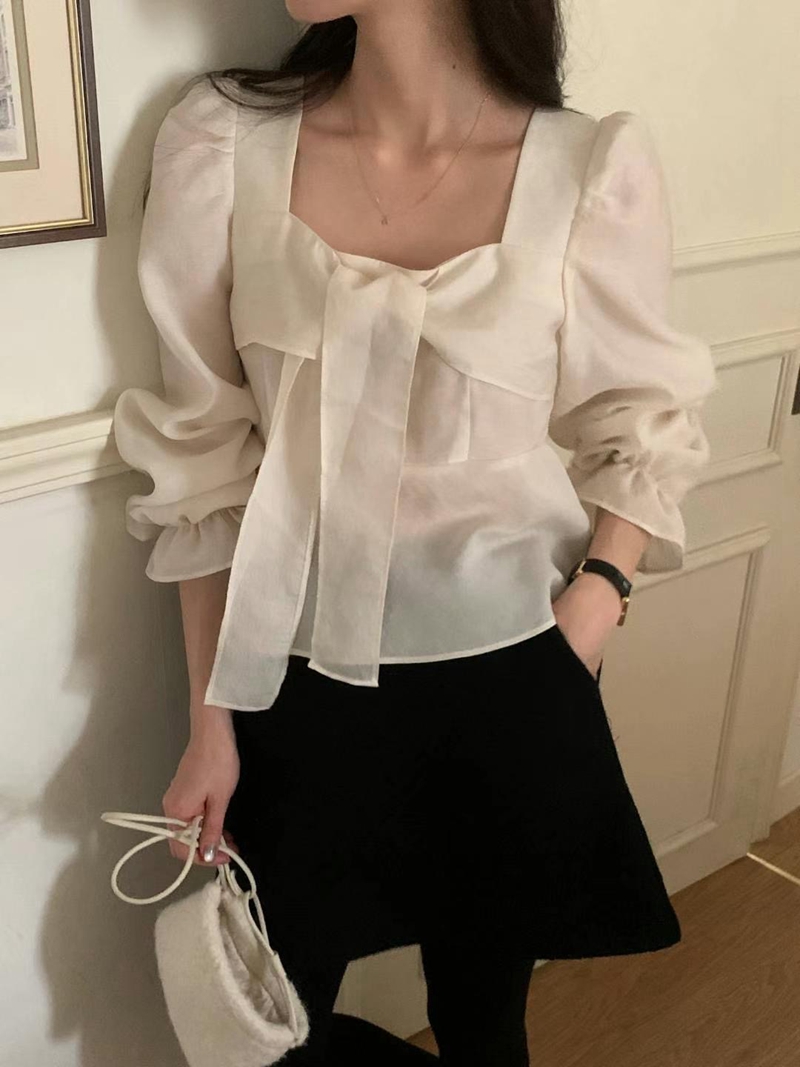 COME HERE東大門直郵女士新品真品24秋夏時尚職業襯衫蕾絲衫COME HERE襯衫/蕾絲衫