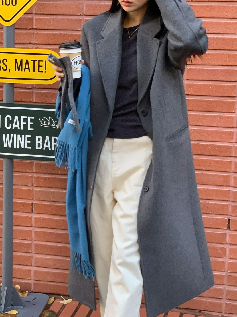 SORBET東大門直郵女士新款職業熱賣人氣休閑時尚中長款大衣SORBET/flat white中長款大衣