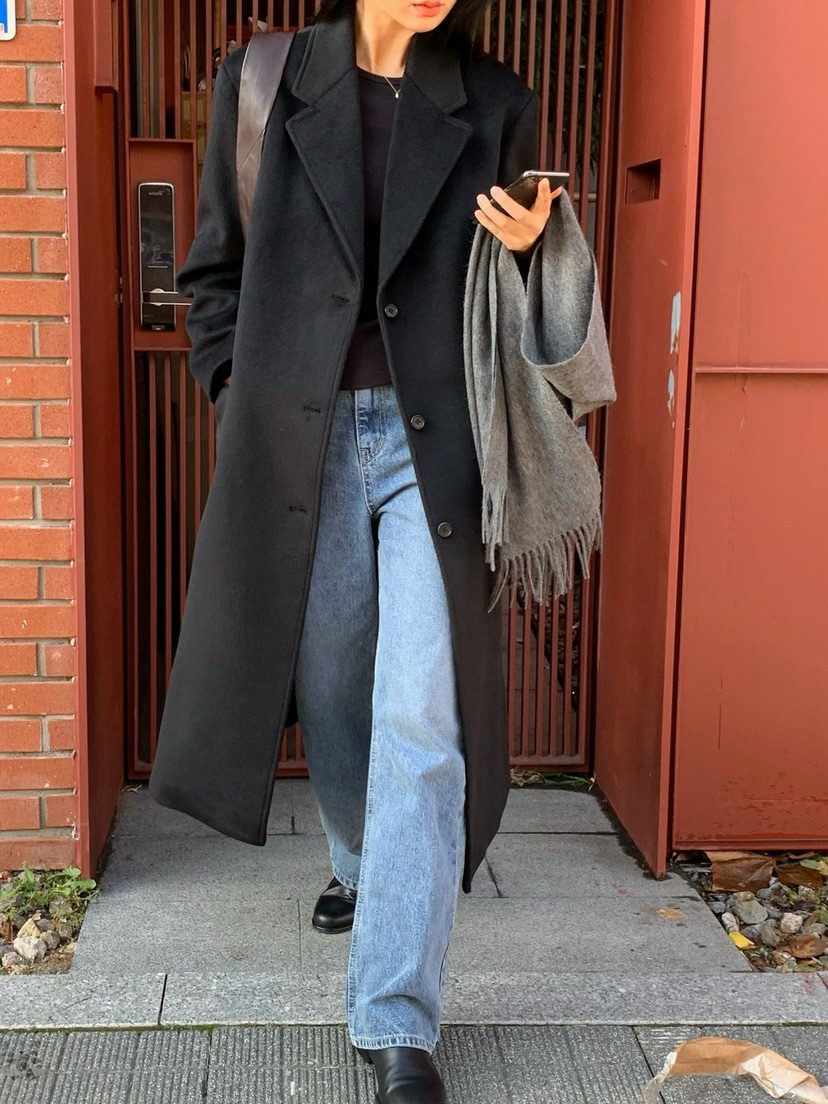 SORBET東大門直郵女士新款職業熱賣人氣休閑時尚中長款大衣SORBET/flat white中長款大衣