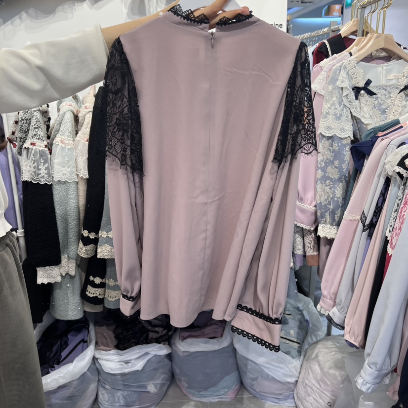 PAPA韓國直郵女裝新款熱賣休閑人氣真品24秋夏時尚襯衫蕾絲衫PAPA襯衫/蕾絲衫