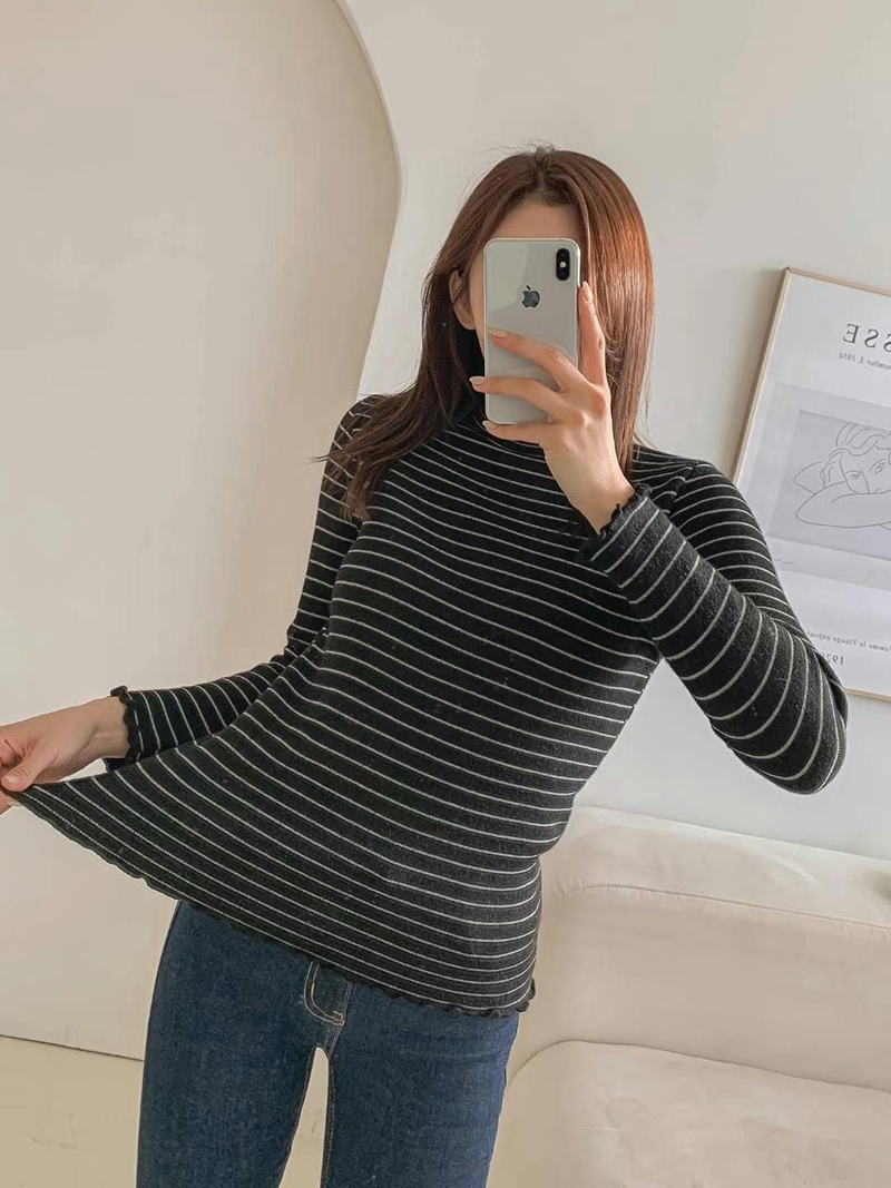 KKANNJUU直郵韓國代購女裝新款推薦真品時尚人氣職業長袖T恤KKAMJUU長袖T恤圖色2