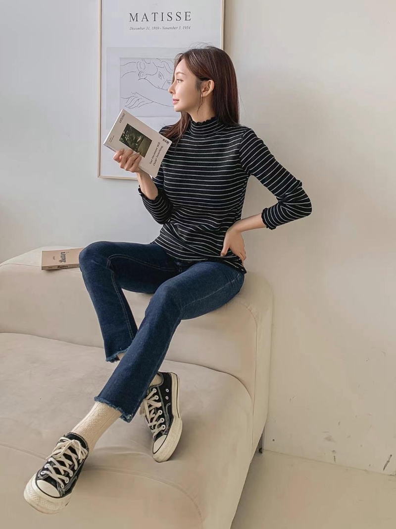 KKANNJUU直郵韓國代購女裝新款推薦真品時尚人氣職業長袖T恤KKAMJUU長袖T恤圖色5