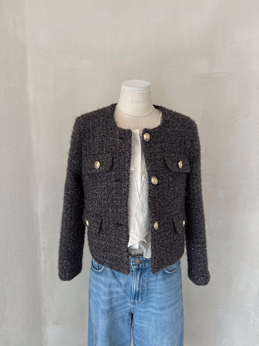 LAUNDRY韓國直郵東大門實拍女裝新品職業真品24秋冬夾克花呢LAUNDRY夾克圖色1