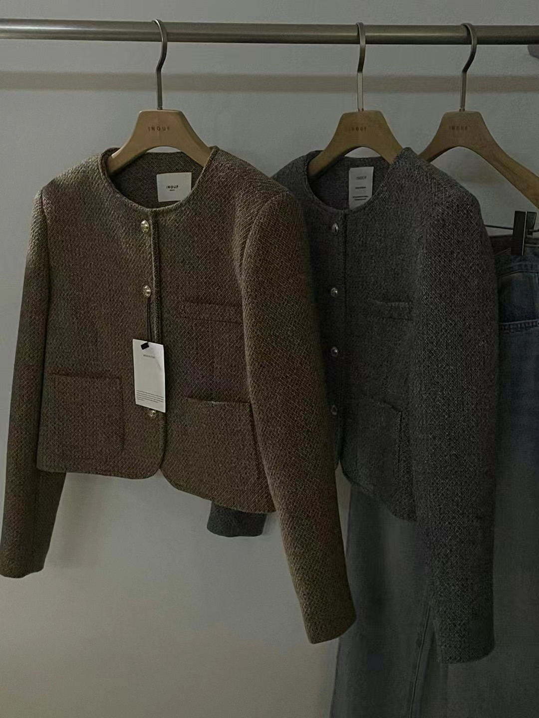 INOUF/FLUTTER韓國直郵女裝新品人氣推薦真品24秋冬夾克花呢INOUF/FLUTTER夾克圖色2左二色