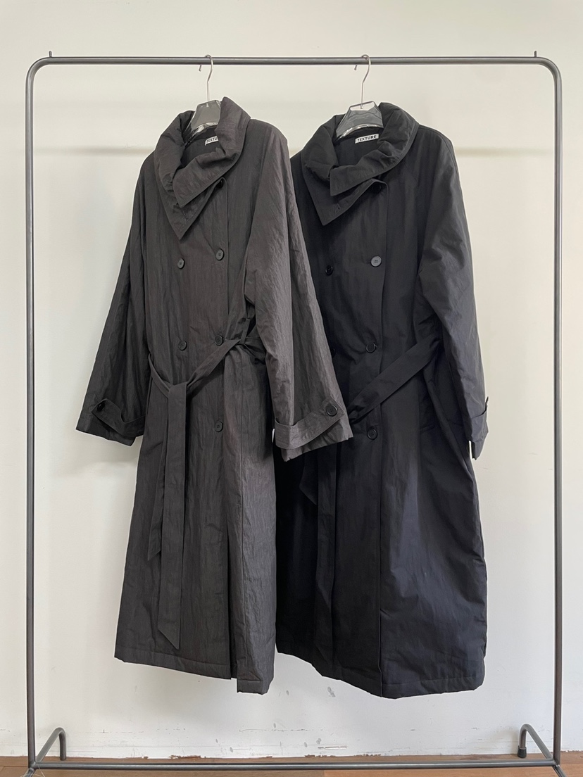 TEXTURE韓國直郵東大門實拍女裝新品推薦長款風衣含腰帶填充待定長款風衣