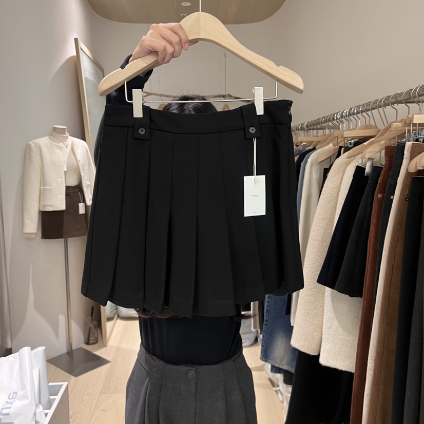 VAINLLA韓國直郵女裝新品24秋冬休閑時尚熱賣推薦短裙百褶羊毛RE:FRESH短裙圖色2