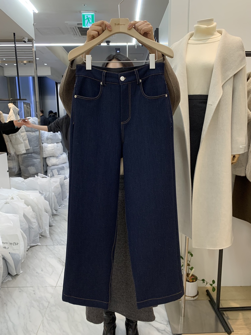 Fillmor韓國直郵女裝新品真品推薦時尚24秋冬牛仔褲加絨綁帶FILLMOR牛仔褲