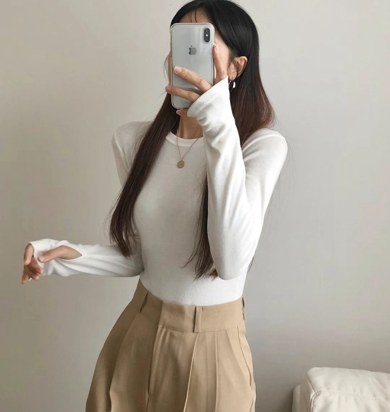 PUDDING韓國直郵女裝新品熱賣24秋冬職業時尚推薦長袖T恤保暖PUDDING長袖T恤