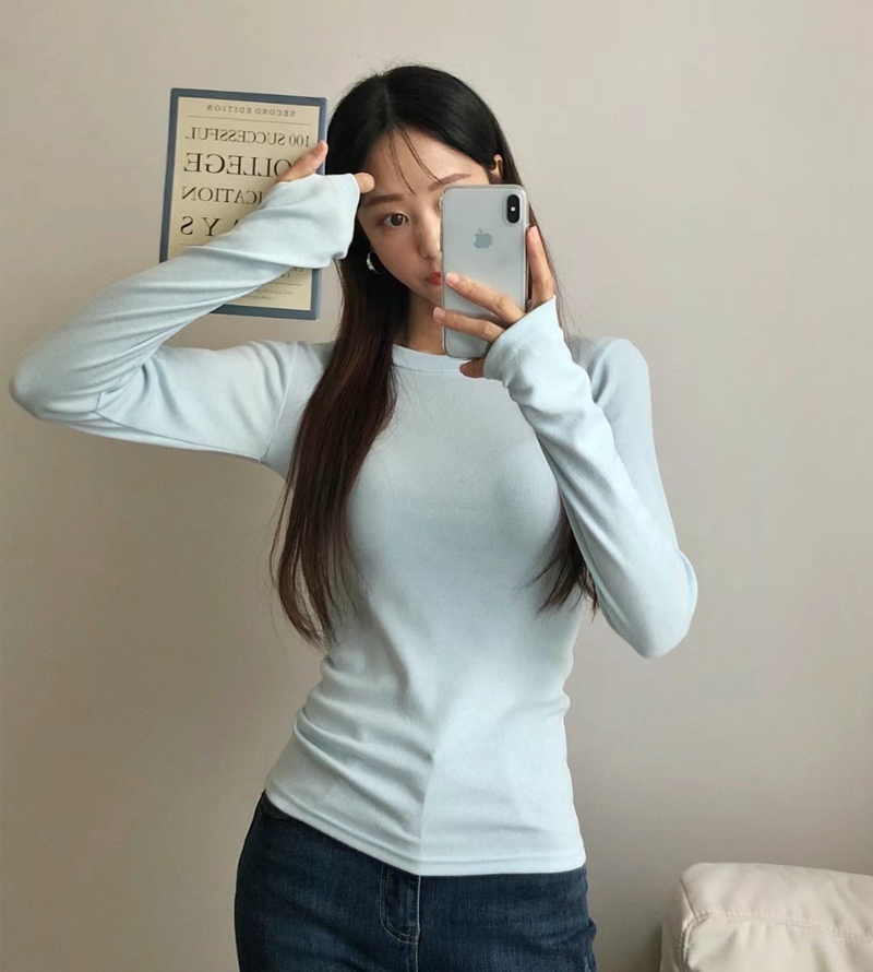 PUDDING韓國直郵女裝新品熱賣24秋冬職業時尚推薦長袖T恤保暖PUDDING長袖T恤