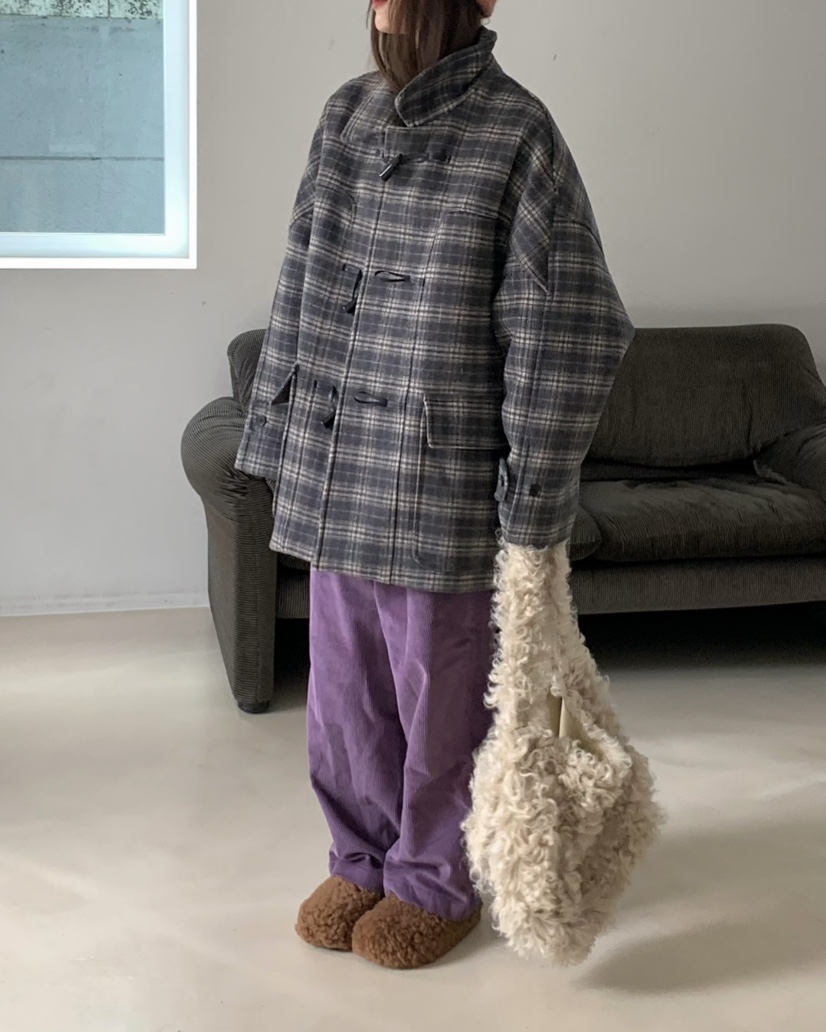 PEBBLE/LAYER韓國直郵女裝新款職業休閑推薦中長款大衣格紋PEBBLE中長款大衣